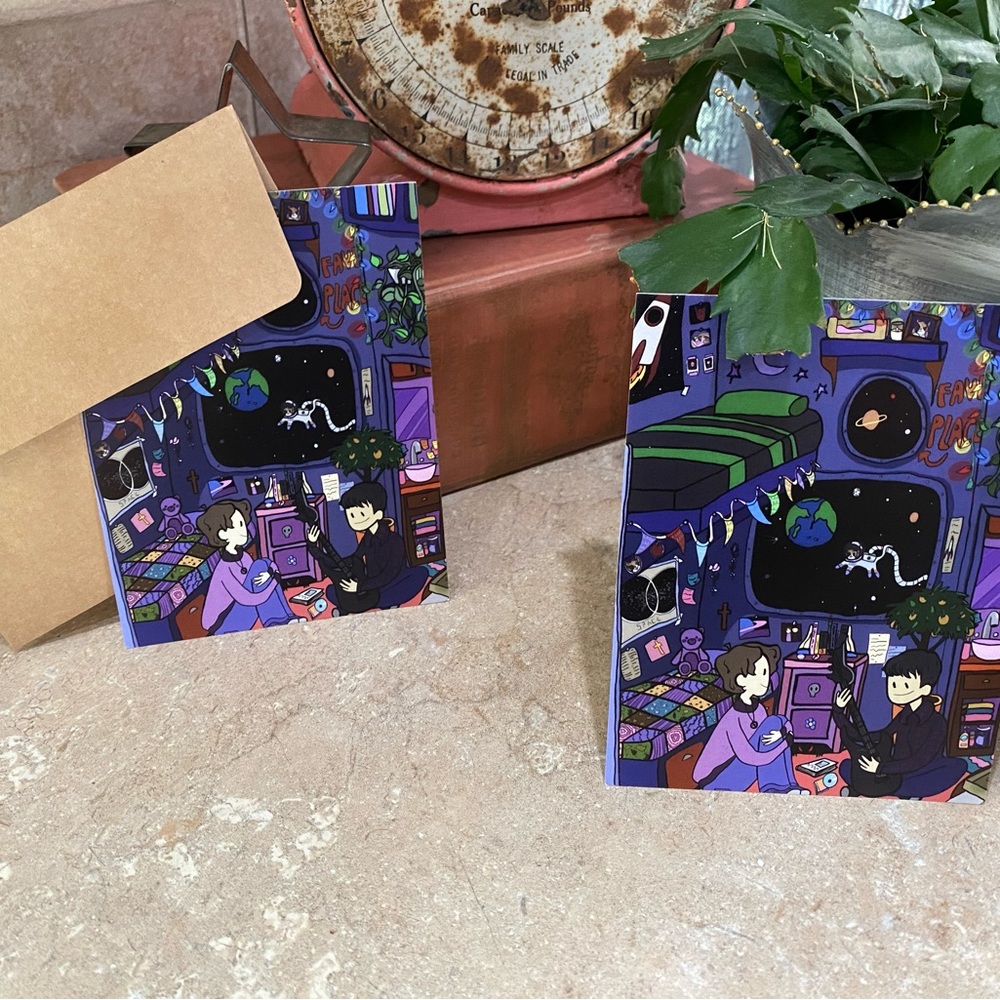 ✂️4.2x5.5 Print of drawing done by my son titled “Outer Space”✂️